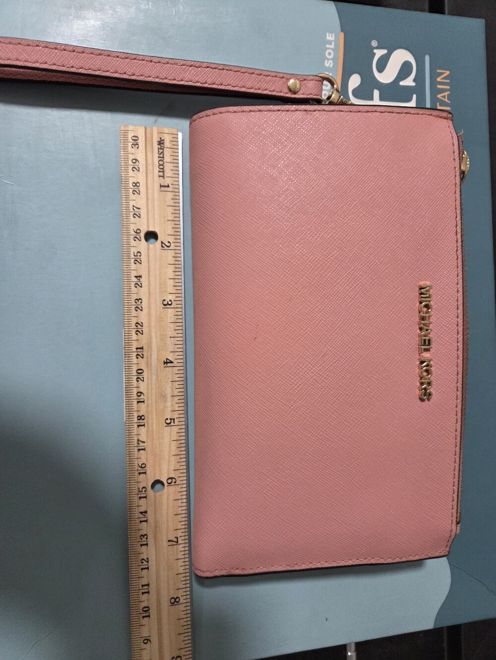 Michael Kors Pink Saffiano Wristlet Clutch with Gold Hardware
